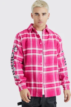 boohooMAN Oversized Trippy Printed Check Shirt | UK| Shirts