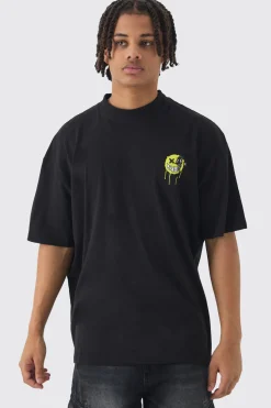 Oversized Trippy Smiley Face Graphic T-shirt | UK^boohooMAN