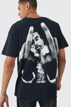 Oversized Tupac License Print T-Shirt | UK^boohooMAN Clearance