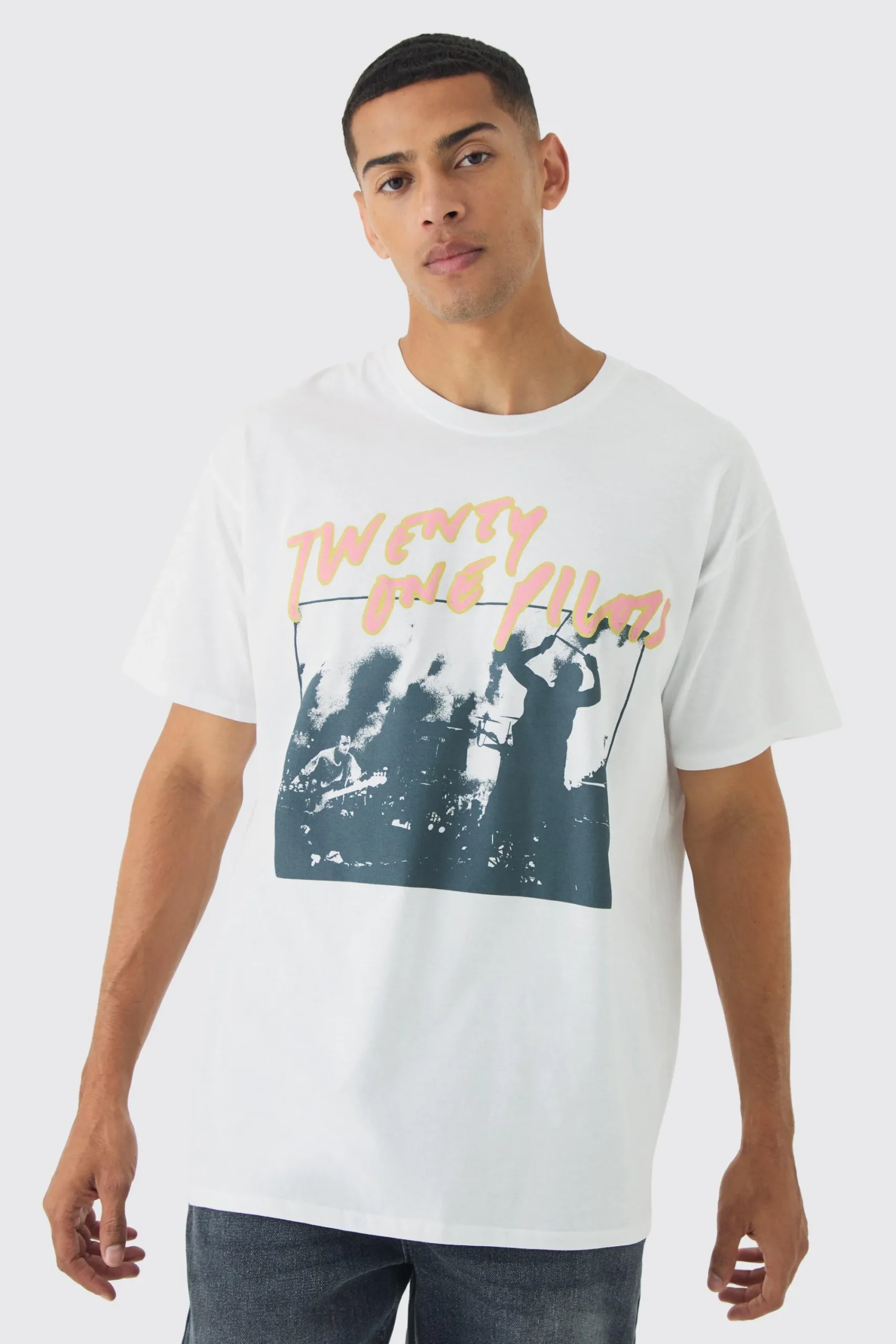 Oversized Twenty One Pilots Band License Print T-Shirt | UK^boohooMAN Discount