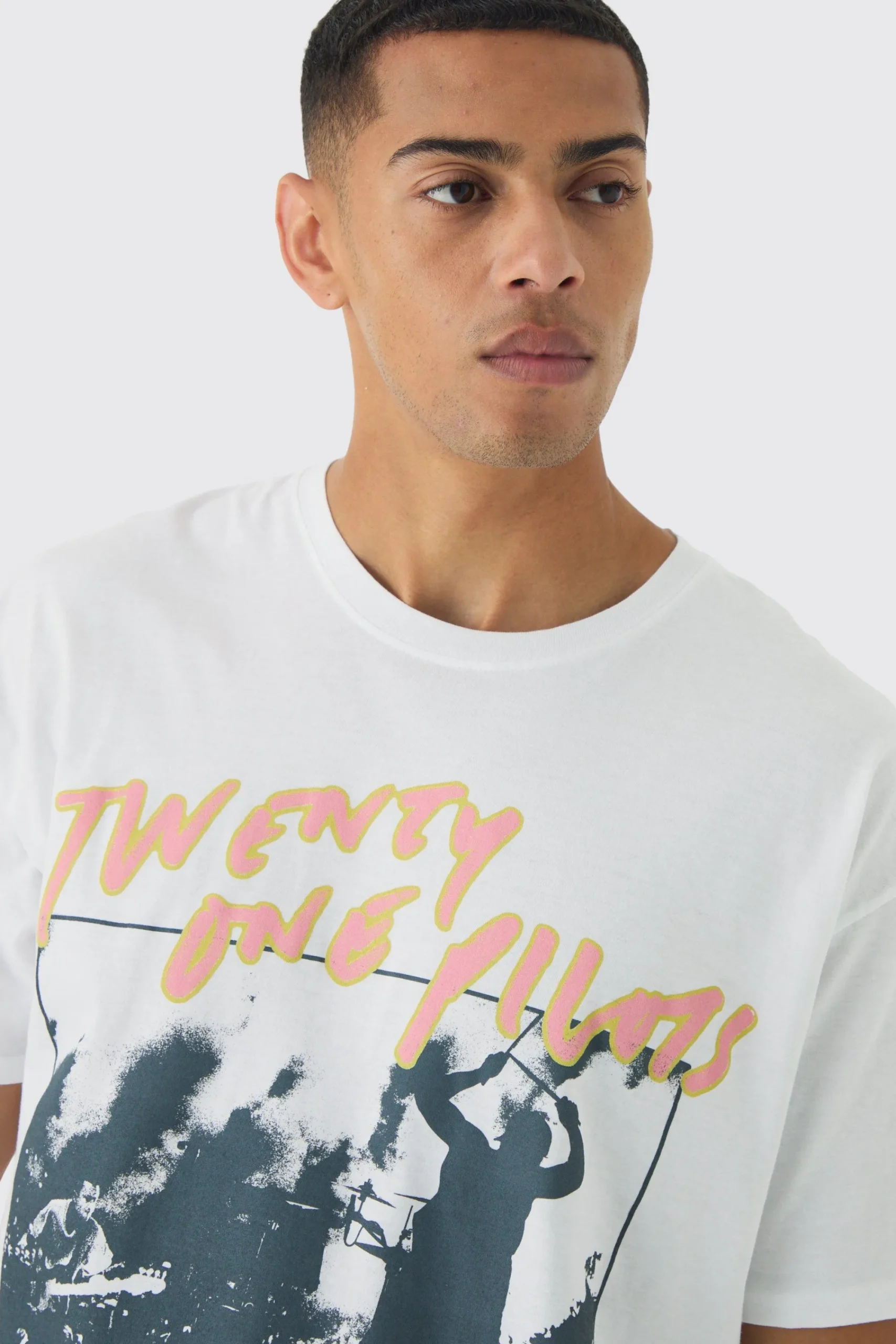 Oversized Twenty One Pilots Band License Print T-Shirt | UK^boohooMAN Discount