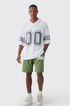 boohooMAN Oversized V Neck Official Football T-Shirt & Short Set | UK| Sets & Co-Ords|Tracksuits