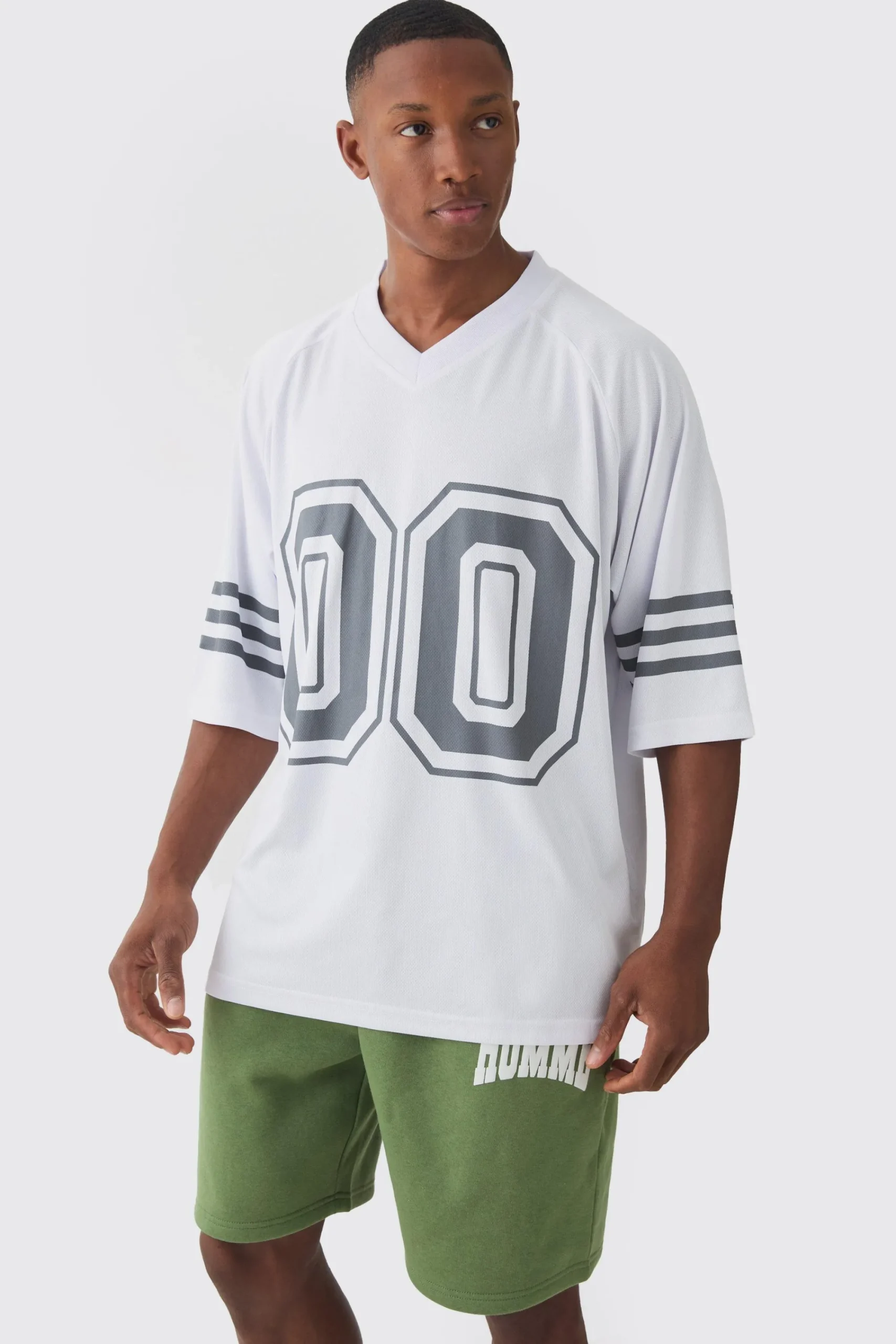 boohooMAN Oversized V Neck Official Football T-Shirt & Short Set | UK| Sets & Co-Ords|Tracksuits