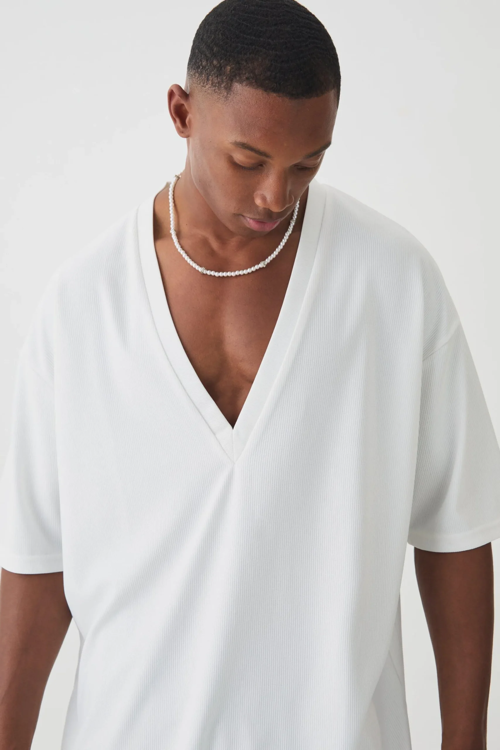 Oversized V Neck Ottoman Rib T-Shirt | UK^boohooMAN Best