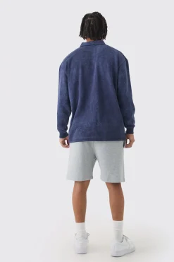 Oversized V Neck Washed Embroidered Rugby Sweatshirt Polo | UK^boohooMAN Clearance