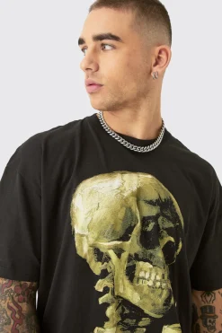 Oversized Van Gogh Skull License T-shirt | UK^boohooMAN Best