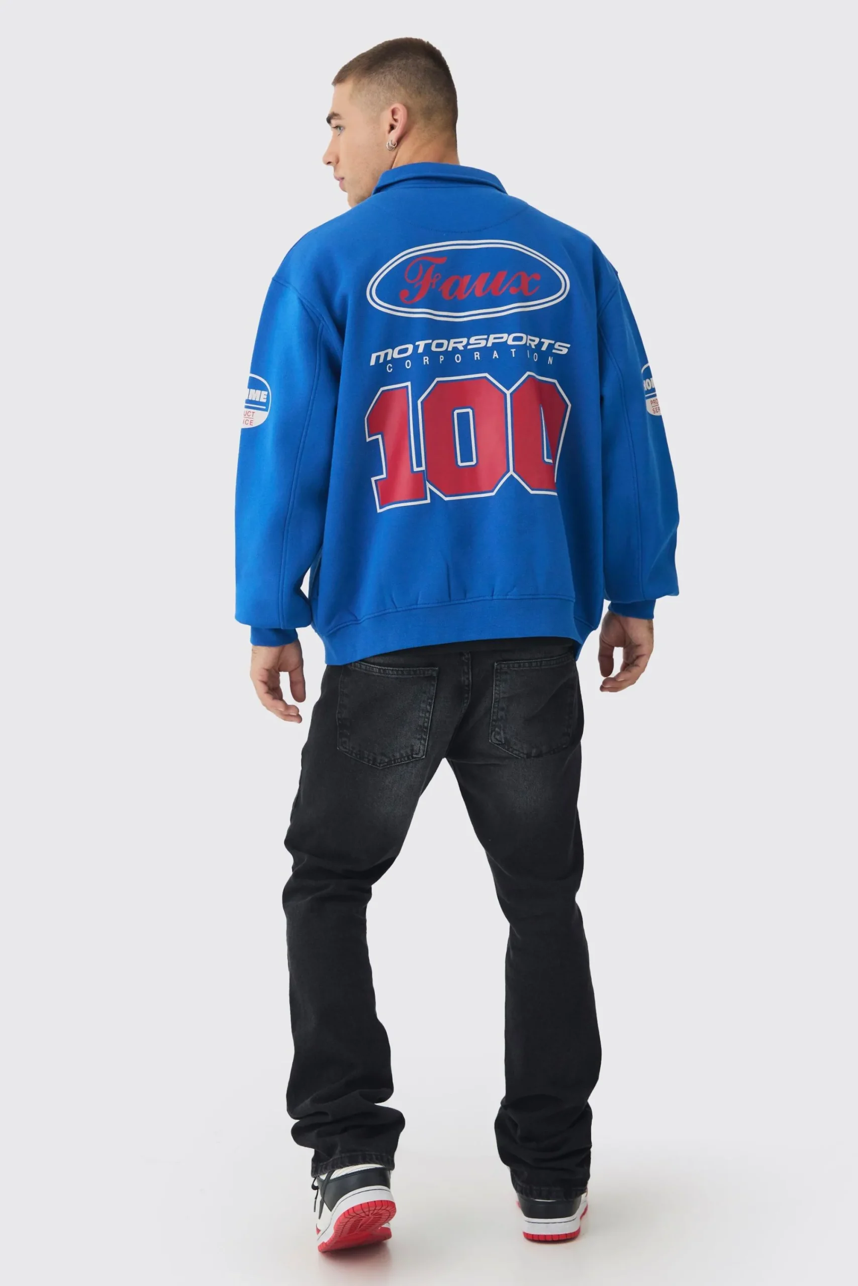 boohooMAN Oversized Varsity BHMS Embroidered Jersey Bomber Jacket | UK| Coats & Jackets|Hoodies & Sweatshirts