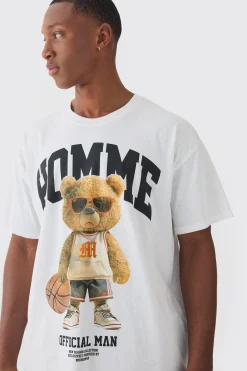 Oversized Varsity Teddy Graphic T-shirt | UK^boohooMAN Clearance