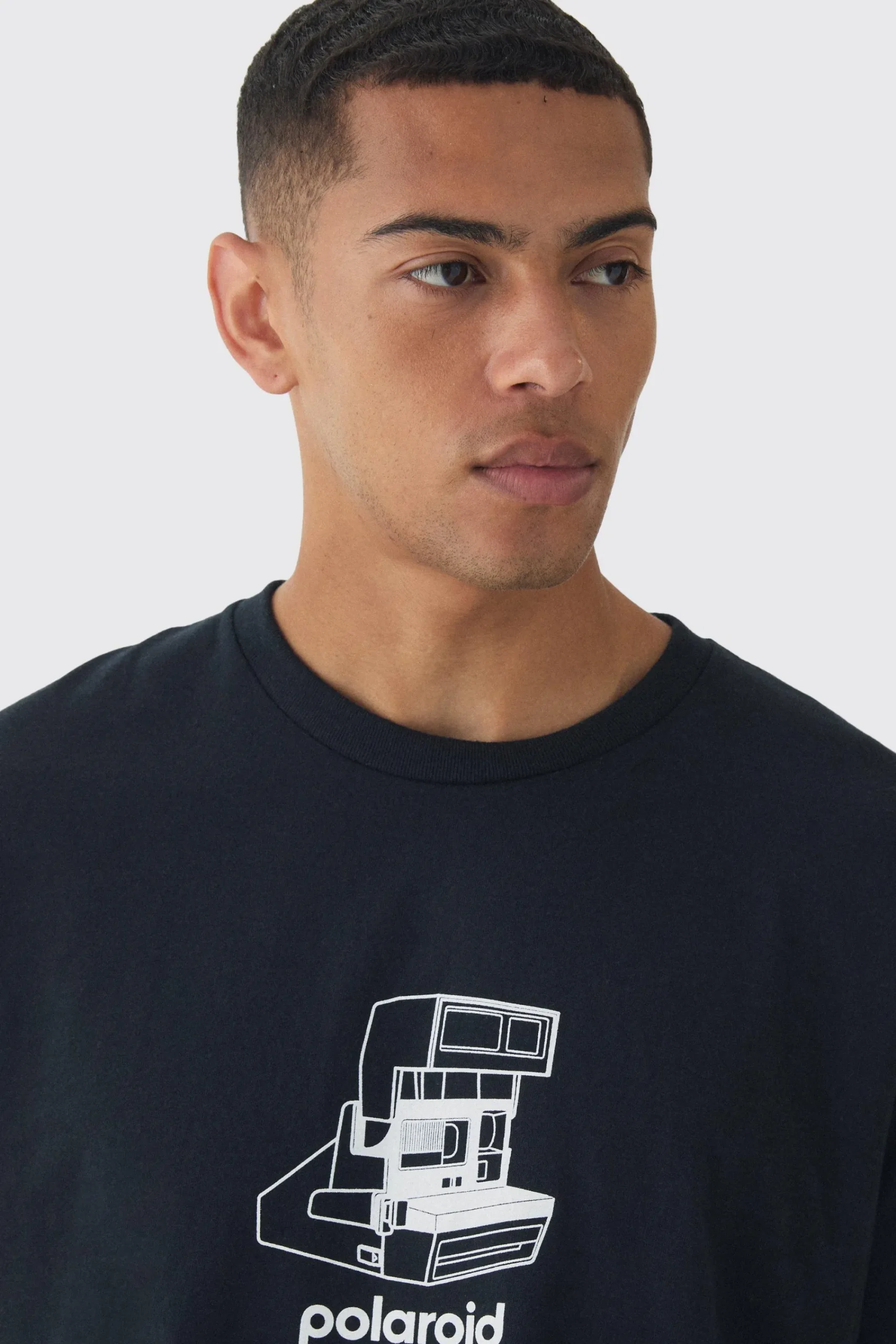 Oversized Vintage Polaroid License Print T-Shirt | UK^boohooMAN Online
