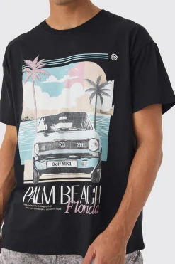 Oversized Volkswagen Palm Beach License Print T-shirt | UK^boohooMAN Hot