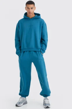 boohooMAN Oversized Waffle Panel Hooded Tracksuit | UK| Tracksuits