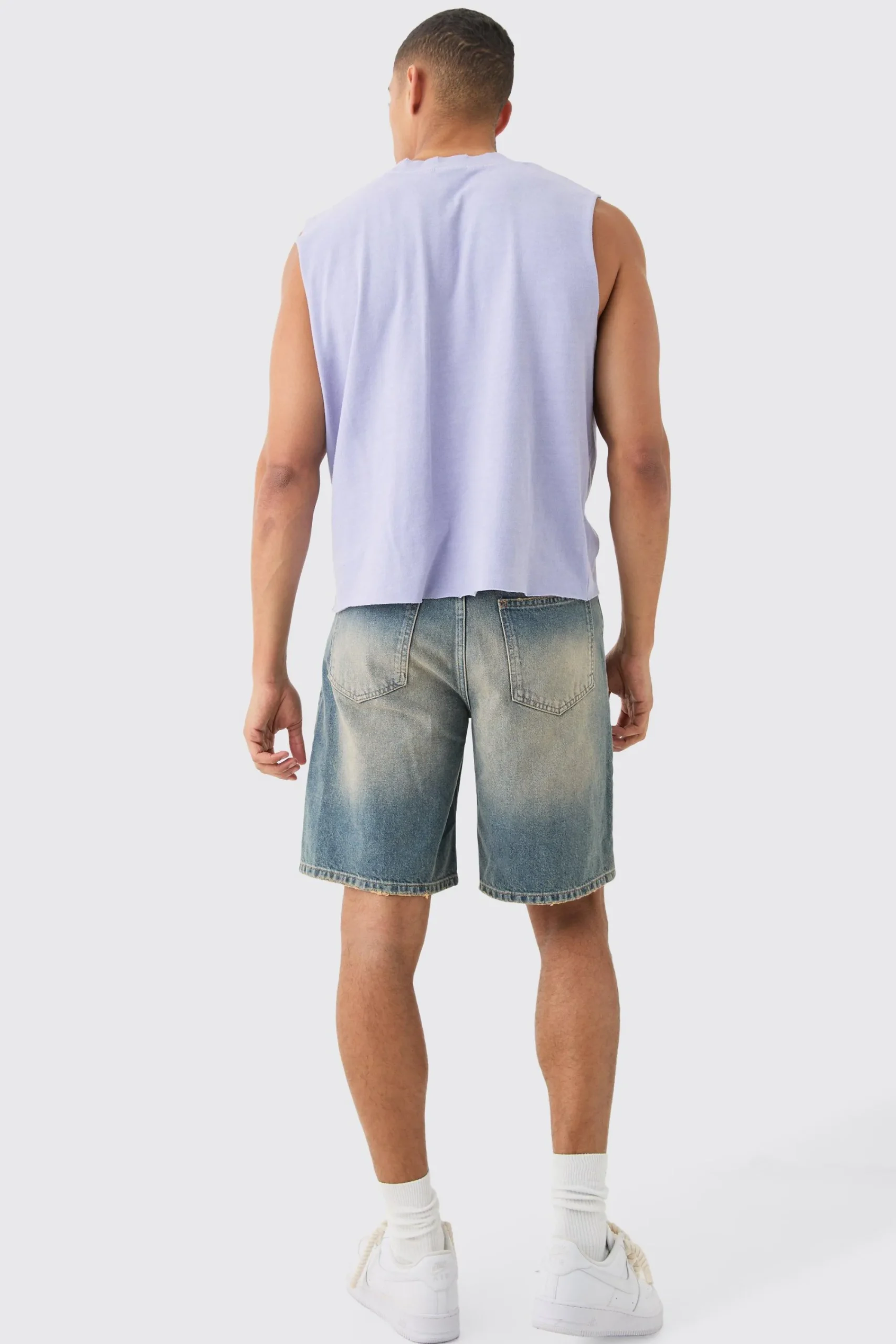 Oversized Wash Boxy Gothic Graffiti Distressed Tank | UK^boohooMAN Online