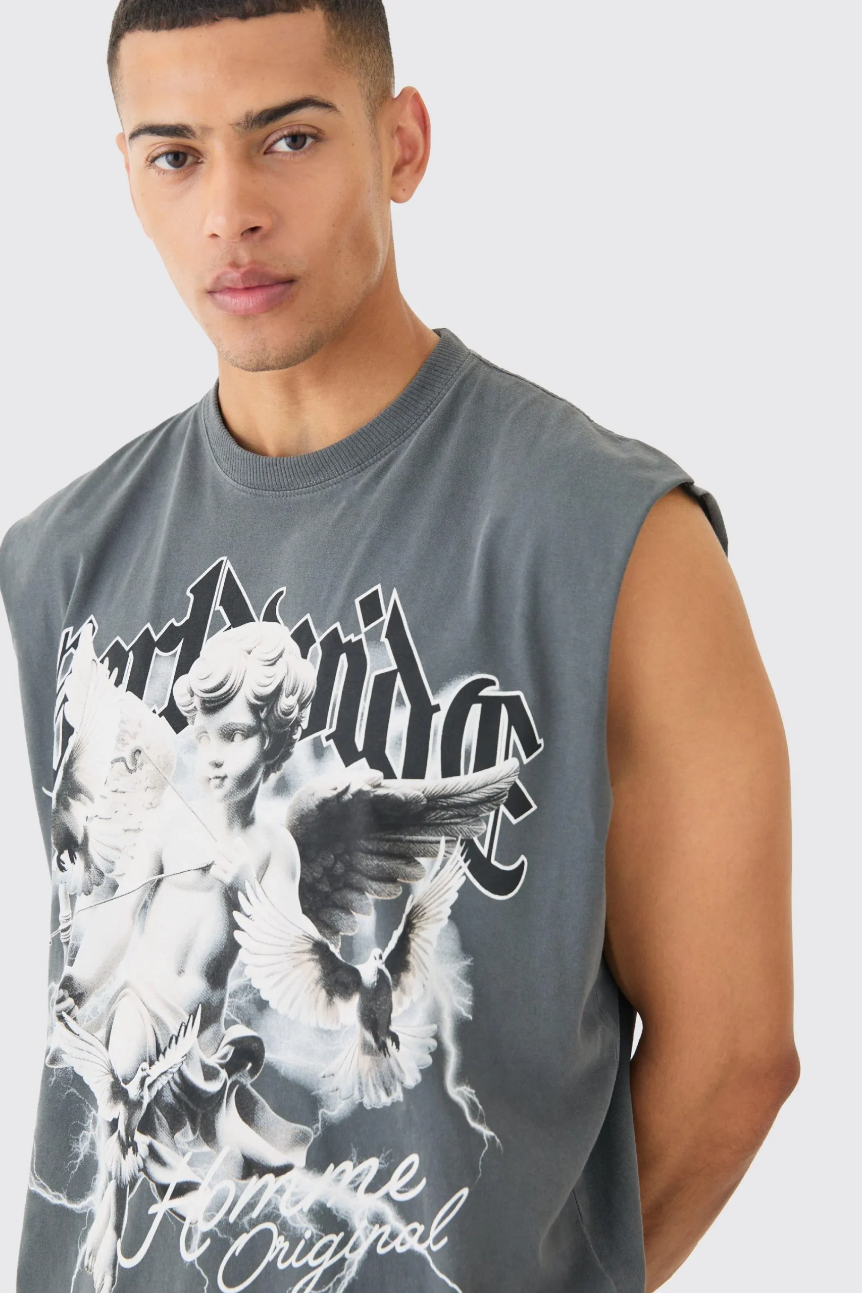 Oversized Wash Boxy Renaissance Worldwide Cherub Tank | UK^boohooMAN Outlet