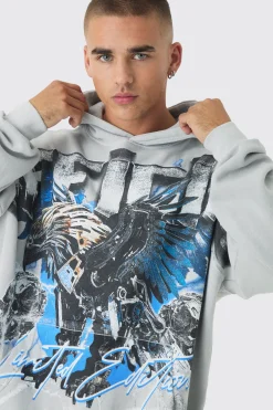 boohooMAN Oversized Wash Over The Seams Official Graphic Hoodie | UK| Hoodies & Sweatshirts