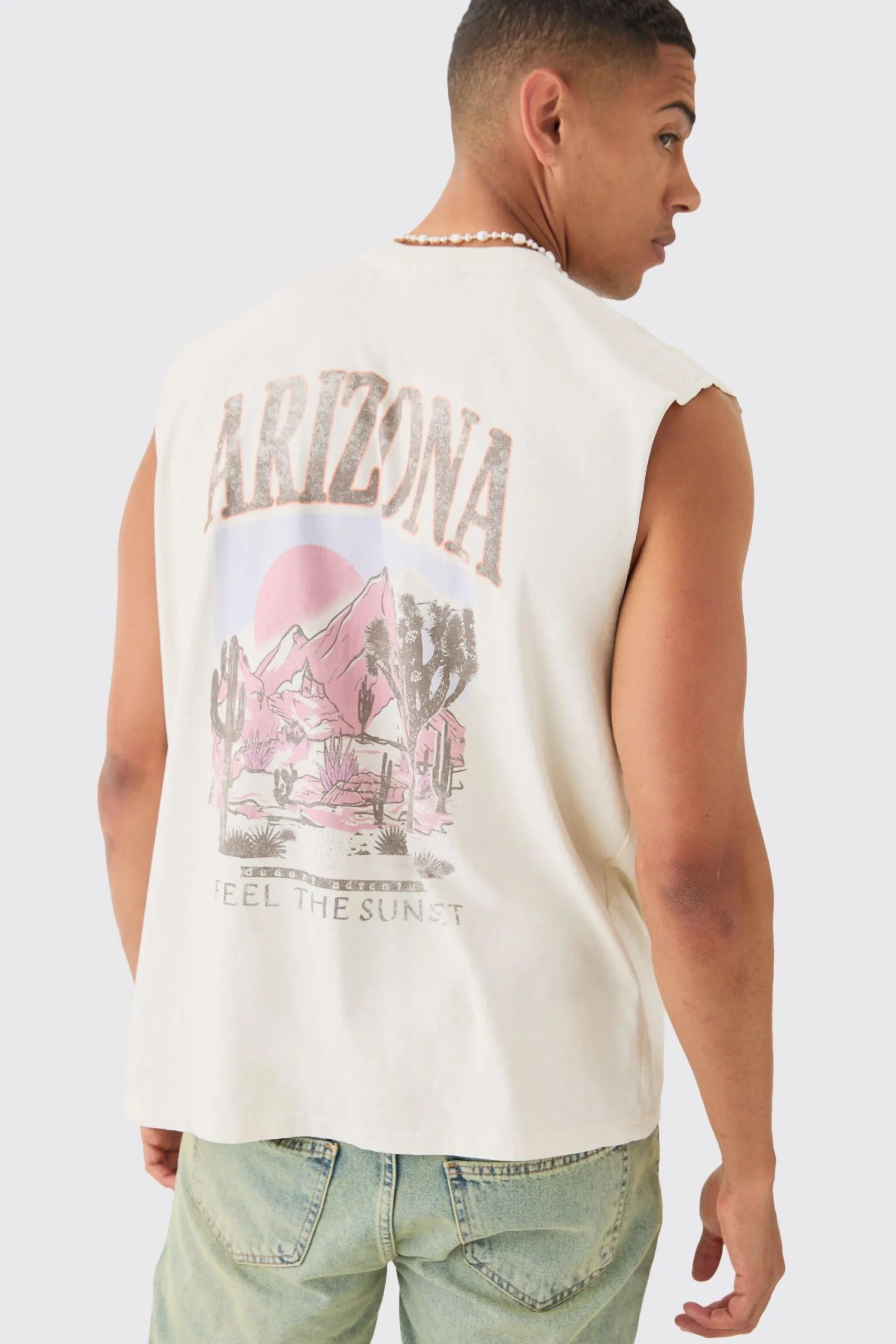 Oversized Washed Arizona Back Print Tank | UK^boohooMAN Best