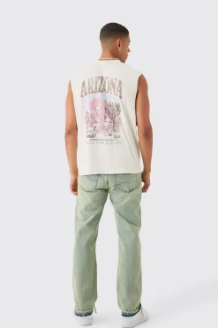 Oversized Washed Arizona Back Print Tank | UK^boohooMAN Best