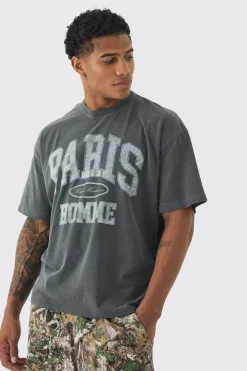 Oversized Washed Boxy Paris T-shirt | UK^boohooMAN Discount