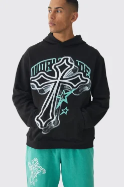 boohooMAN Oversized Washed Cross Print Tracksuit | UK| Tracksuits