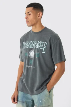 Oversized Washed Faubourg-Du-Roule T-shirt | UK^boohooMAN Hot