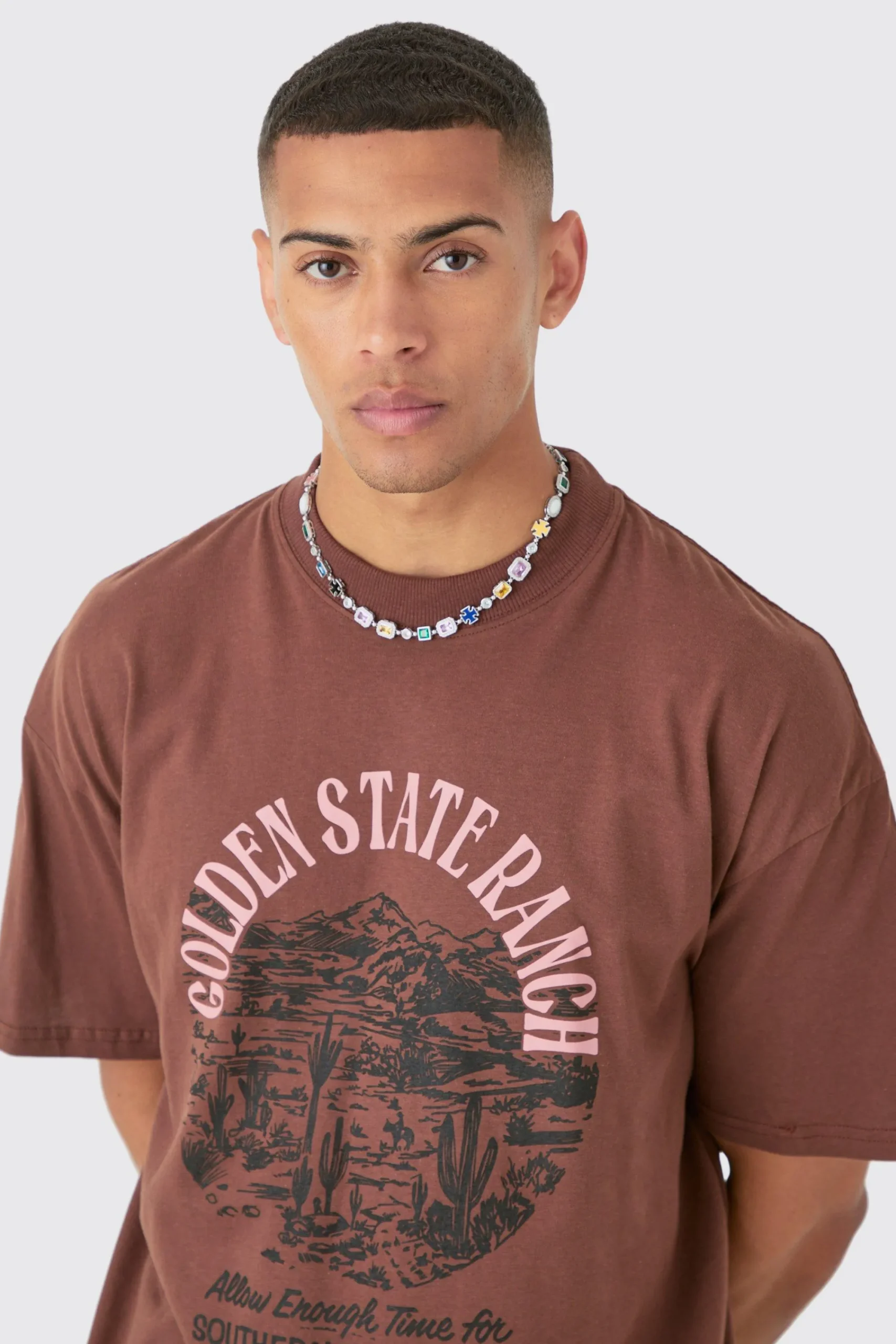 Oversized Washed Golden State Ranch T-shirt | UK^boohooMAN Outlet