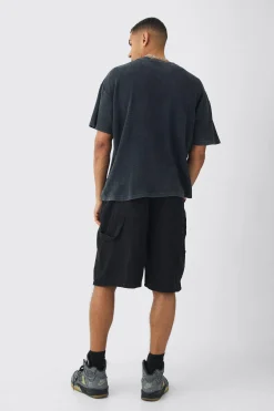 Oversized Washed Graphic Heavyweight Waffle T-shirt | UK^boohooMAN