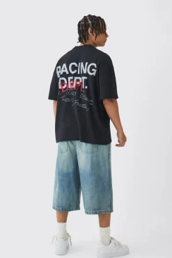 Oversized Washed Heavy Extended Neck Photographic T-shirt | UK^boohooMAN New