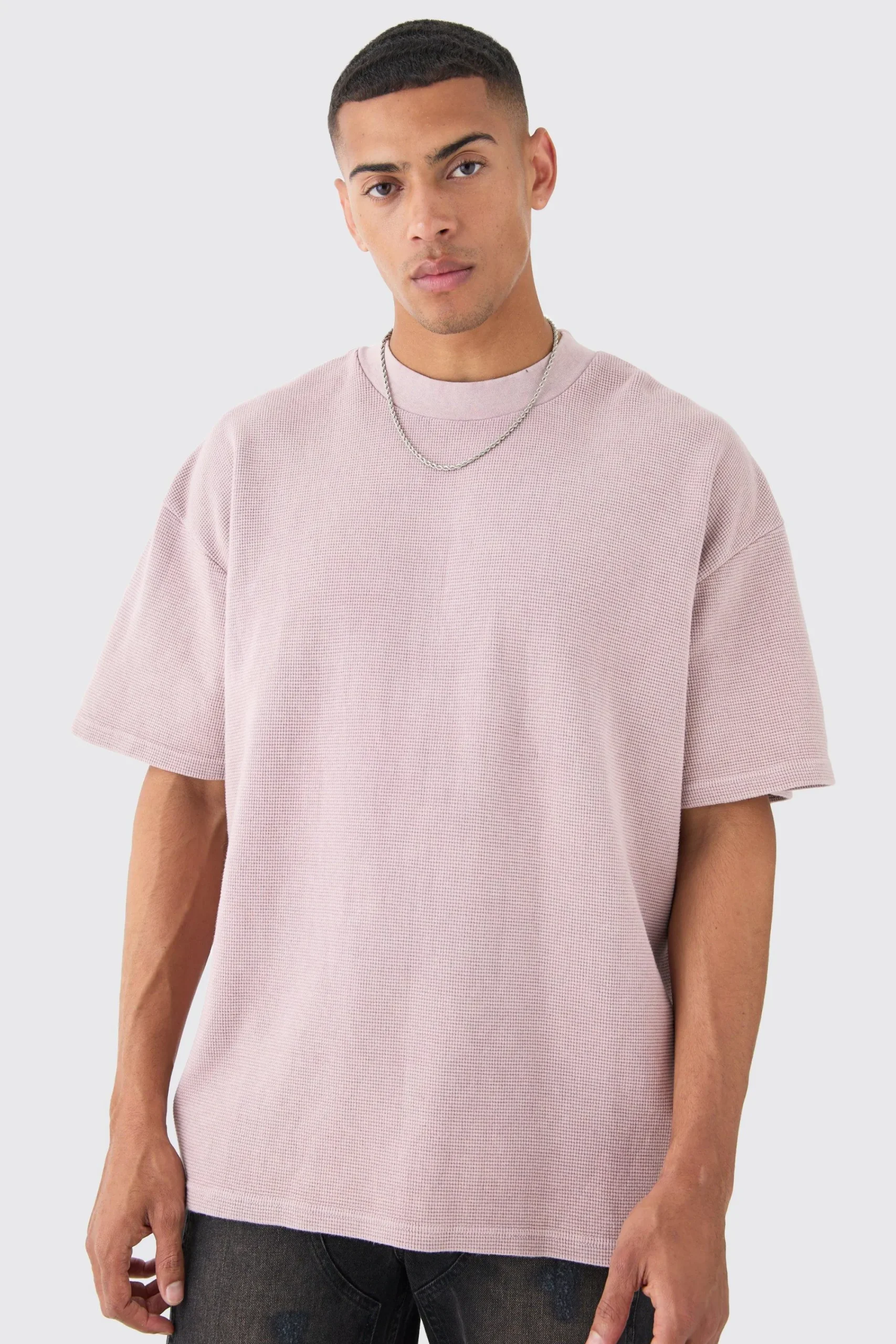 Oversized Washed Heavyweight Waffle T-shirt | UK^boohooMAN Discount