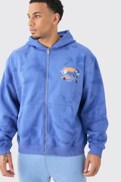 boohooMAN Oversized Washed Homme Paint Splatter Zip Through Hoodie | UK| Hoodies & Sweatshirts