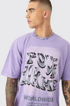 Oversized Washed Homme Text Print T-shirt | UK^boohooMAN Hot