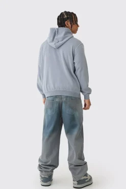 Oversized Washed Horse Print Zip Through Hoodie | UK^boohooMAN Sale