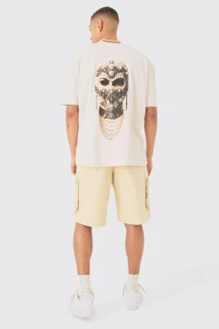 Oversized Washed Jewel Mask Back Print T-shirt | UK^boohooMAN Discount