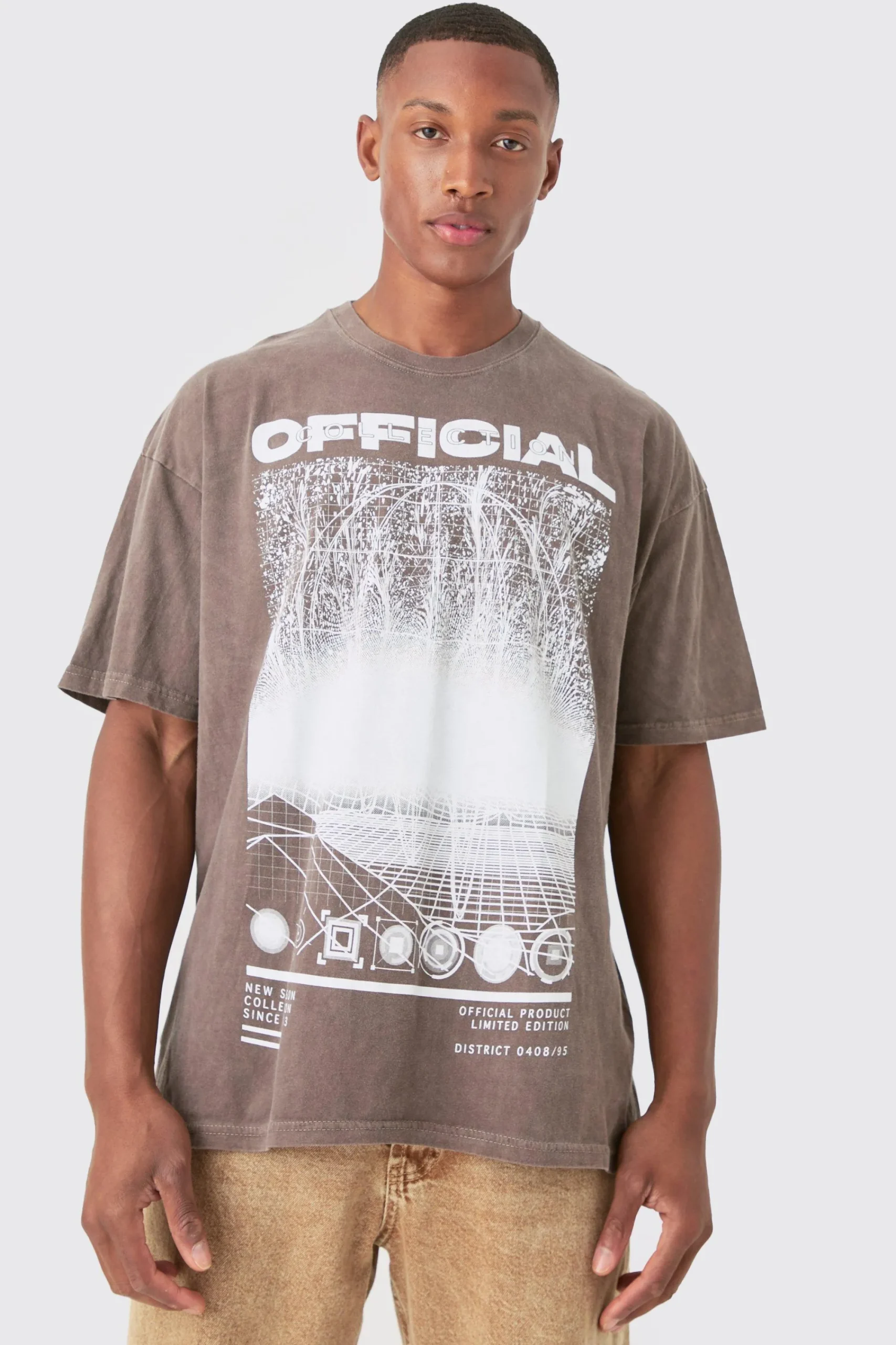 Oversized Washed Official Print T-shirt | UK^boohooMAN Outlet