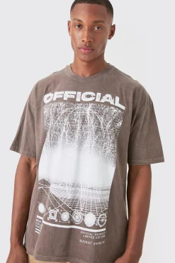 Oversized Washed Official Print T-shirt | UK^boohooMAN Outlet