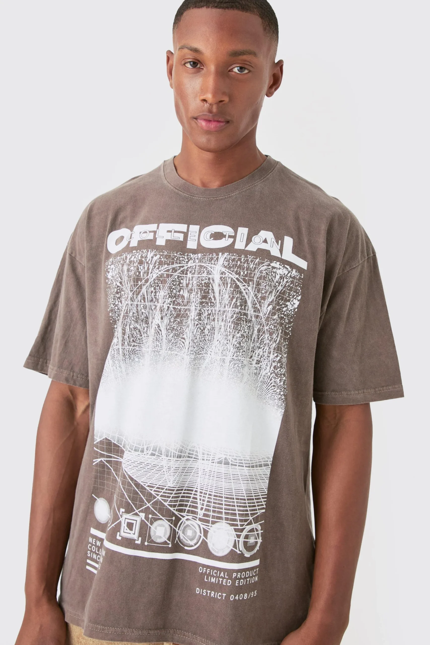Oversized Washed Official Print T-shirt | UK^boohooMAN Outlet