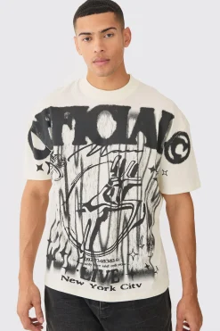 Oversized Washed Over Seams Official Graphic T-shirt | UK^boohooMAN