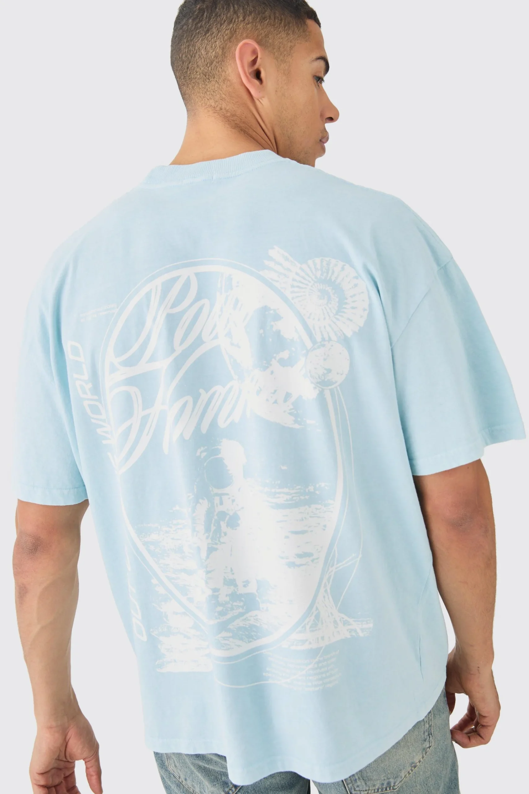 Oversized Washed Pour Homme Space T-shirt | UK^boohooMAN Clearance