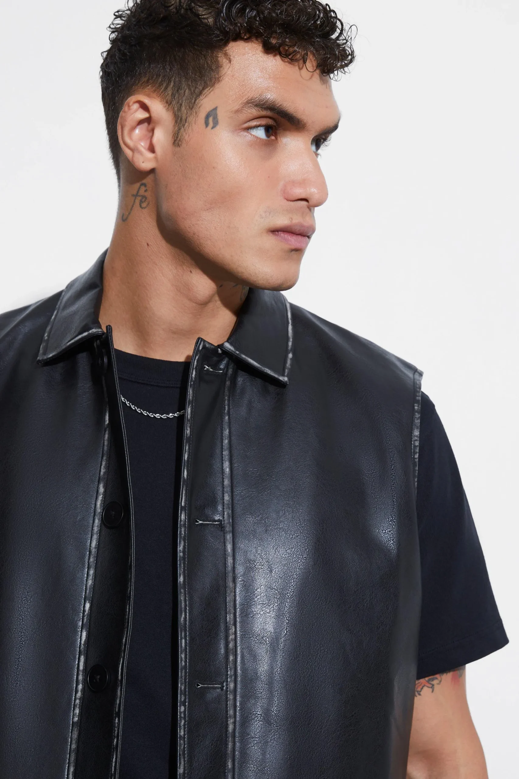 boohooMAN Oversized Washed Pu Sleeveless Blazer | UK| Suits & Tailoring