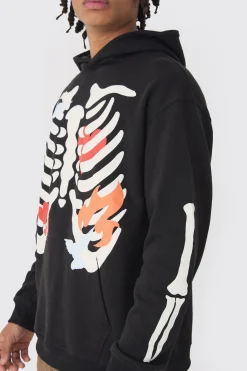 boohooMAN Oversized Washed Skeleton Print Hoodie | UK| Hoodies & Sweatshirts