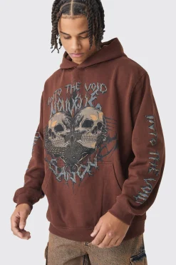 boohooMAN Oversized Washed Skull Graphic Hoodie | UK| Hoodies & Sweatshirts