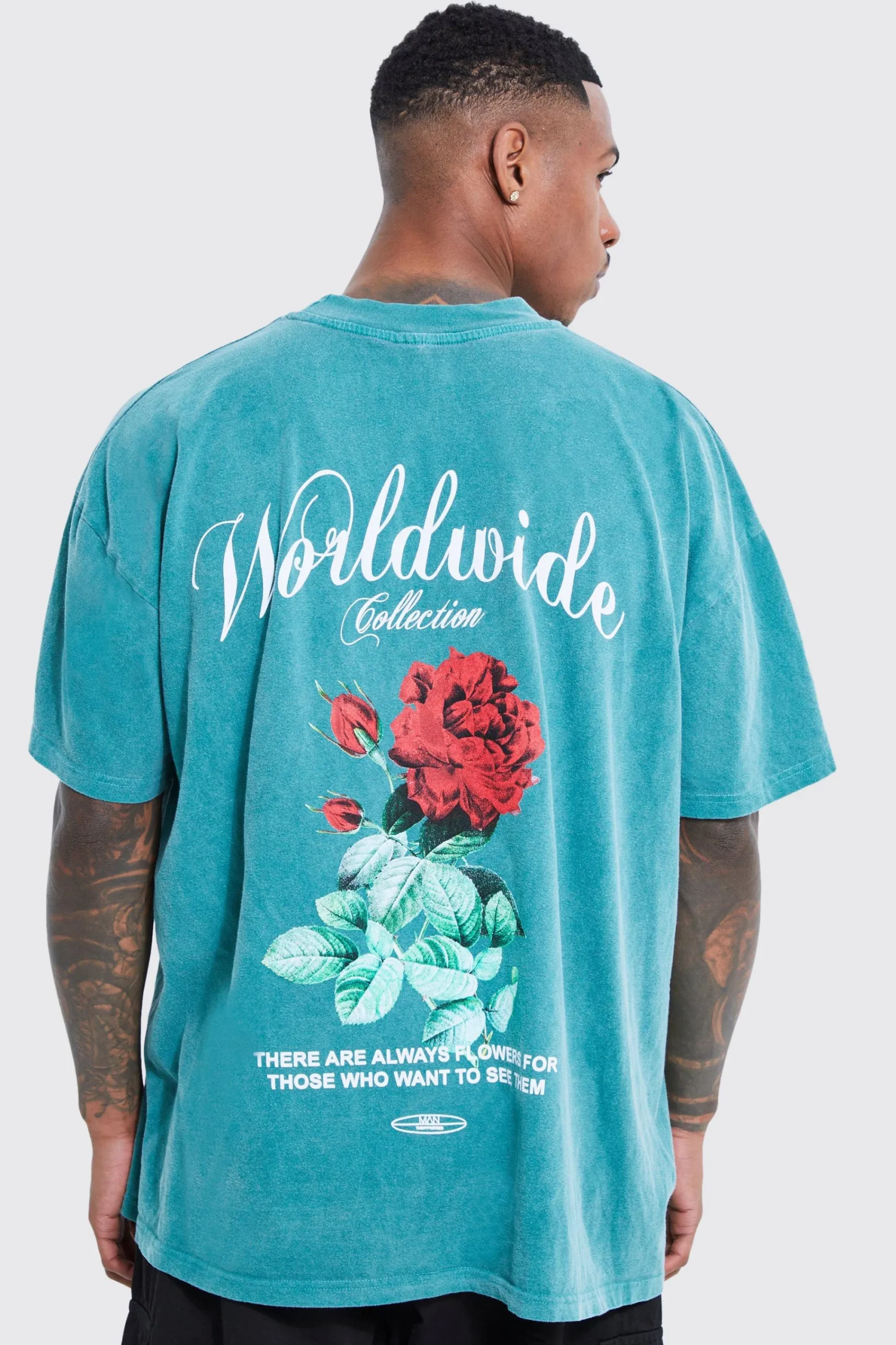 Oversized Washed Worldwide Floral Graphic T-shirt | UK^boohooMAN Discount