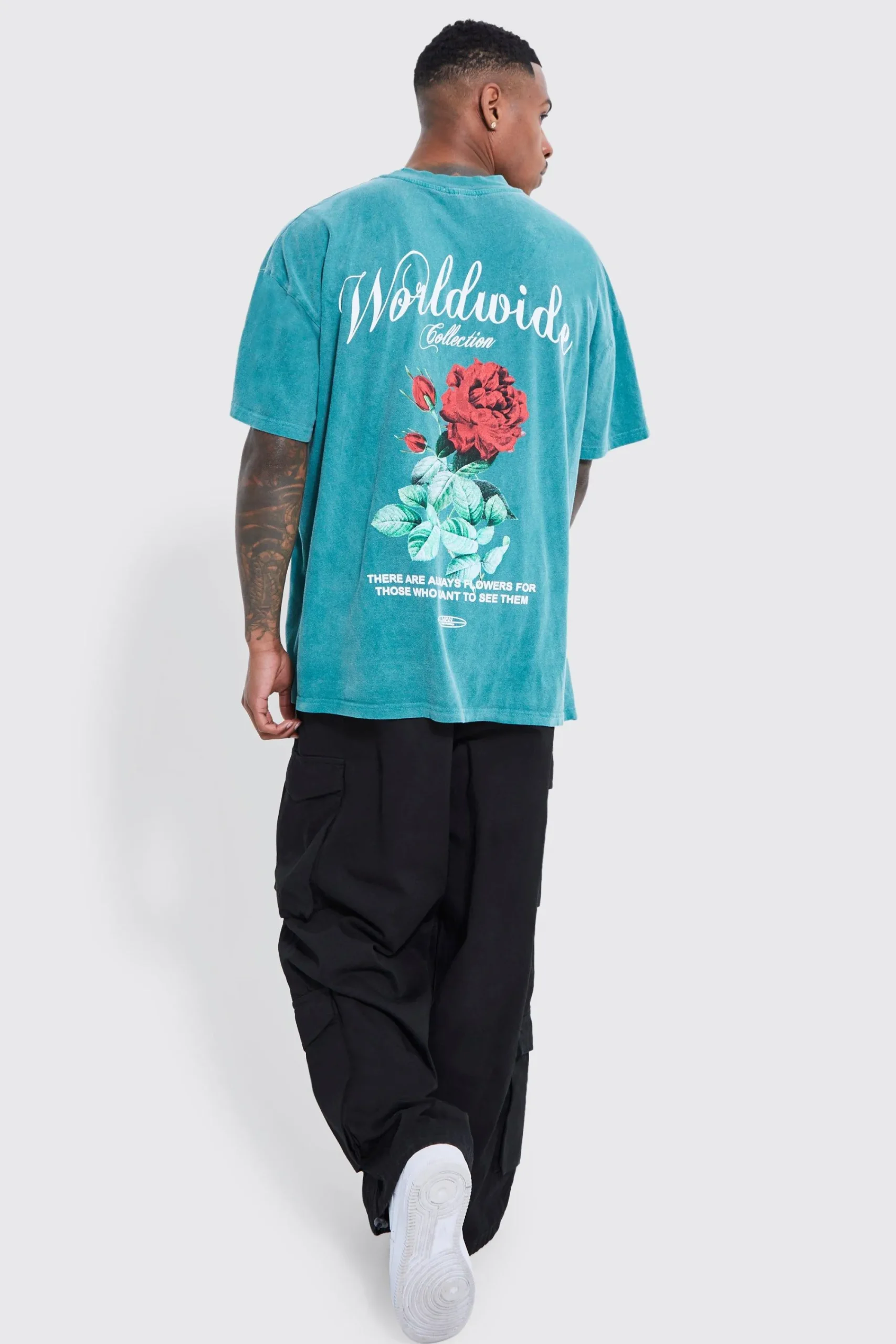Oversized Washed Worldwide Floral Graphic T-shirt | UK^boohooMAN Discount