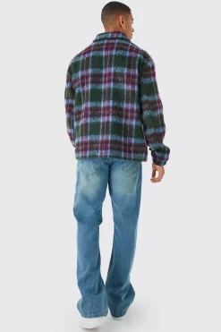 boohooMAN Oversized Wool Look Check Harrington | UK| Coats & Jackets