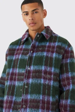 boohooMAN Oversized Wool Look Check Harrington | UK| Coats & Jackets
