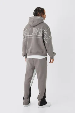 boohooMAN Oversized Worldwide Contrast Stitch Gusset Tracksuit | UK| Tracksuits