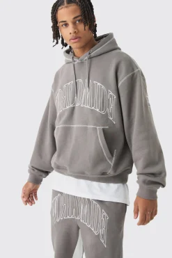 boohooMAN Oversized Worldwide Contrast Stitch Gusset Tracksuit | UK| Tracksuits