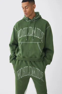 boohooMAN Oversized Worldwide Contrast Stitch Gusset Tracksuit | UK| Tracksuits