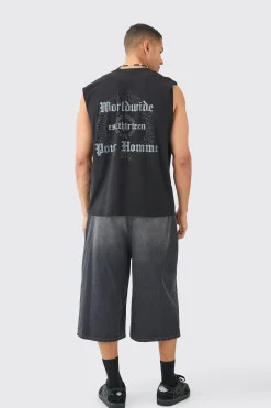 Oversized Worldwide Text Tank | UK^boohooMAN Clearance