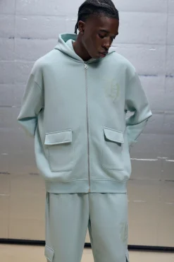 boohooMAN Oversized Zip Through Cargo Pocket Detail Hooded Tracksuit | UK| Tracksuits