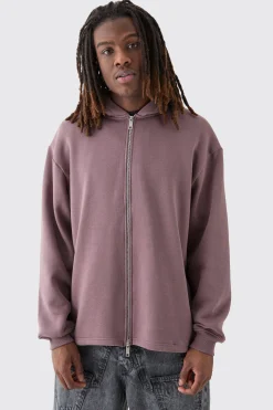 boohooMAN Oversized Zip Through Open Hem Applique Hoodie | UK| Hoodies & Sweatshirts