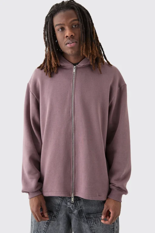 boohooMAN Oversized Zip Through Open Hem Applique Hoodie | UK| Hoodies & Sweatshirts